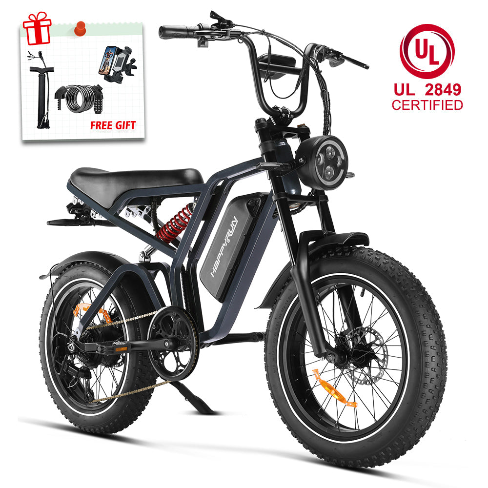 Happyrun Tank G60 Pro UL 2849 Certified Moped Style Offroad Electric Bike Fat Tire